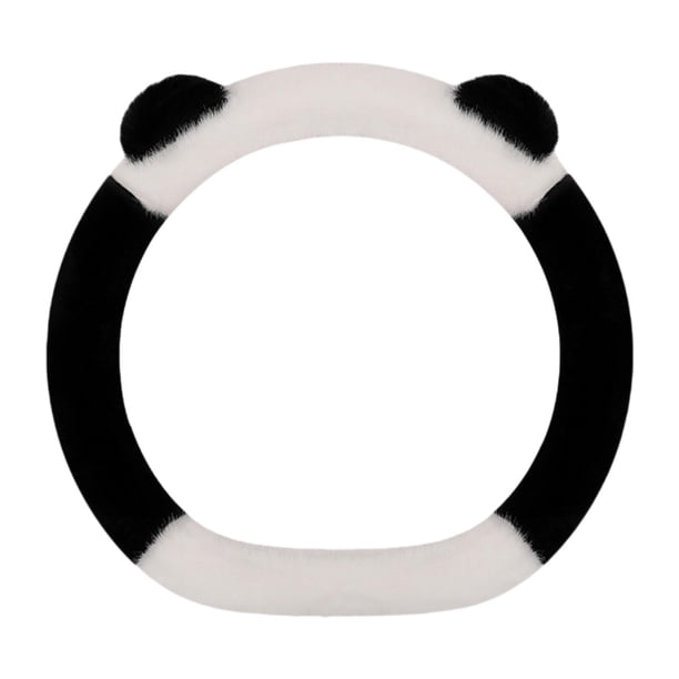 Funda de volante peluda genérica, protector de volante, accesorios para coche Forma D Negro Blanco
