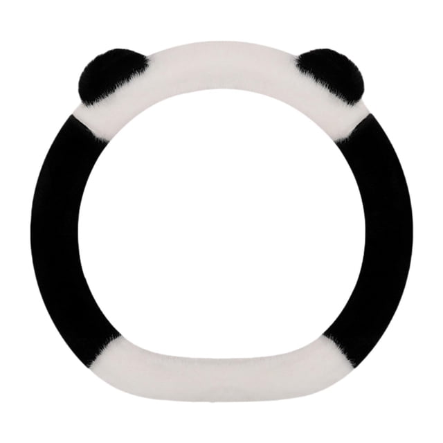 Funda de volante peluda genérica, protector de volante, accesorios para coche Forma D Negro Blanco