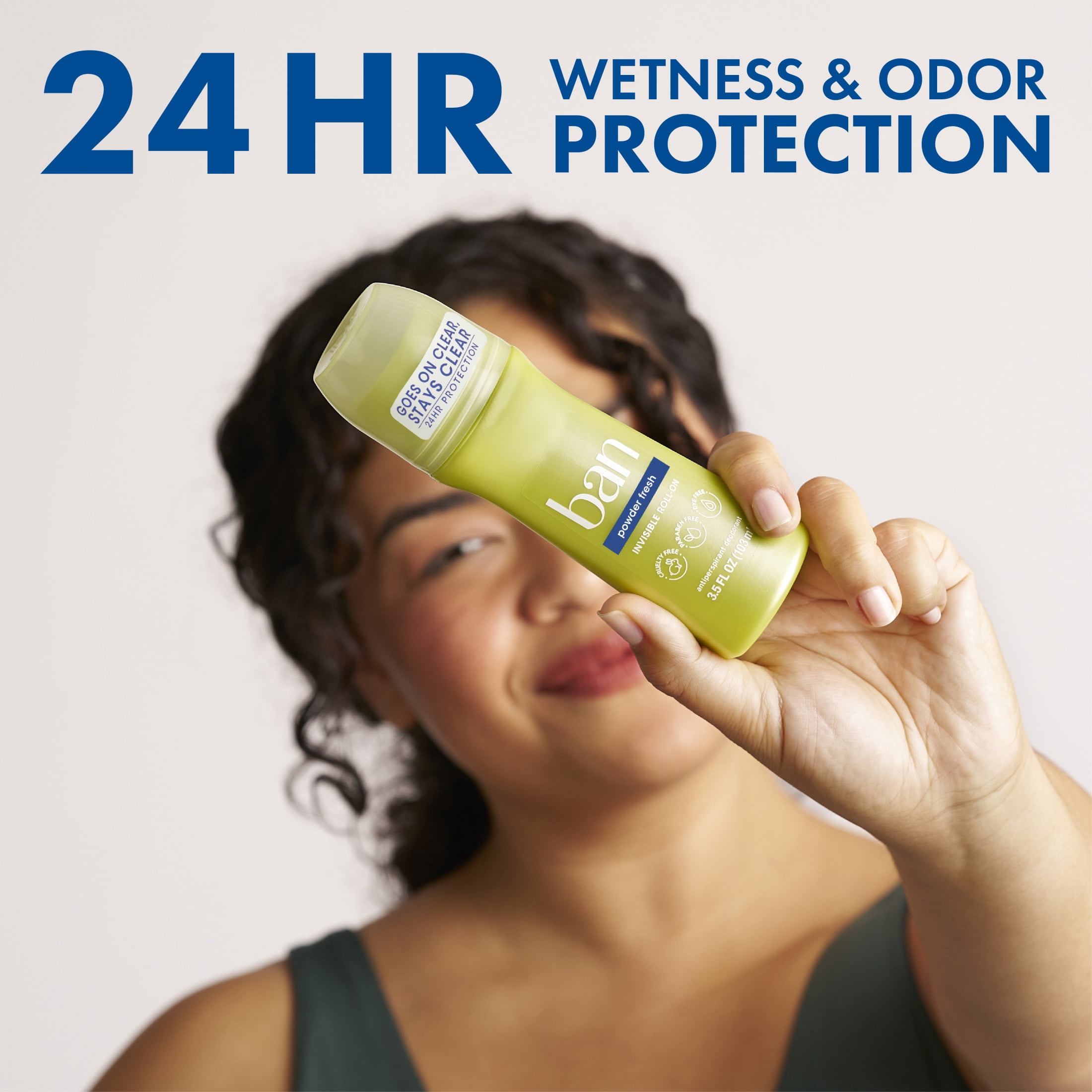 (2 pack) Ban Antiperspirant Deodorant Invisible Roll-On for Women and Men, Powder Fresh, 3.5 fl oz