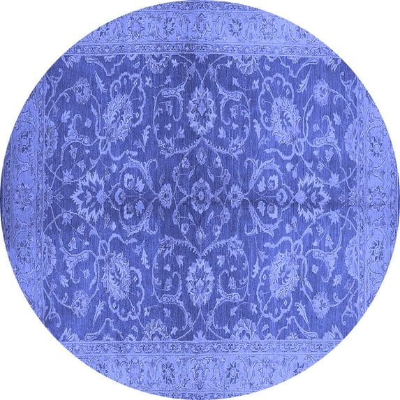 Ahgly Company Indoor Round Oriental Blue Industrial Area Rugs, 3' Round