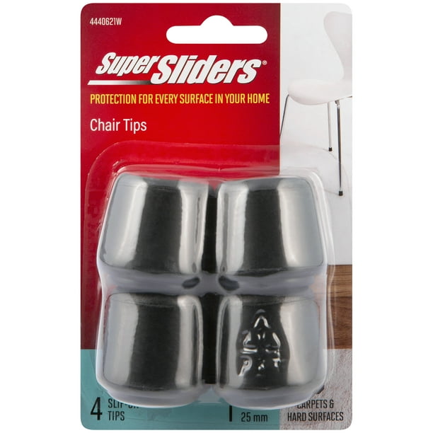 Super Sliders 1" Round Rubber Tip Chair Leg Caps Floor Protection Pad Black, 4 Pack Walmart