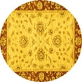 thumbnail image 1 of Ahgly Company Machine Washable Indoor Round Oriental Yellow Traditional Area Rugs, 8' Round, 1 of 1