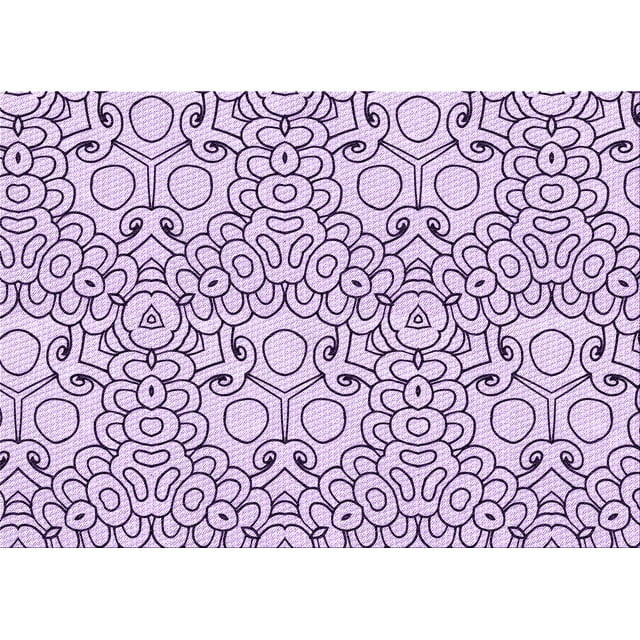 Ahgly Company Machine Washable Indoor Rectangle Transitional Purple Flower Purple Area Rugs, 4' x 6'