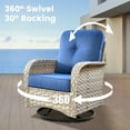 thumbnail image 4 of XIZZI 9 Pieces Wicker Patio Furniture Outdoor Conversation Set with Fire Pit Table and Swivel Rocking Chairs Rattan Patio Sectional Sofa with Cushions for Backyard, Navy Blue, 4 of 11