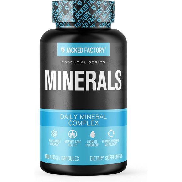 JACKED FACTORY Minerals – Suplemento con mezcla de minerales quelados (120 cápsulas)
