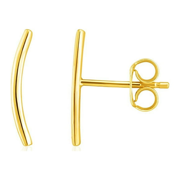 14k Yellow Gold Curve Climber Post Earrings