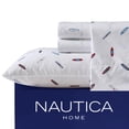 thumbnail image 3 of Nautica 100% Washed Cotton Percale 3-Piece Sheet Set, Twin XL, Navy/Red, 3 of 6