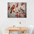 thumbnail image 2 of ONETECH  Cardinals Canvas Print Picture with Cardinal Couple and Holiday Berries, 2 of 4