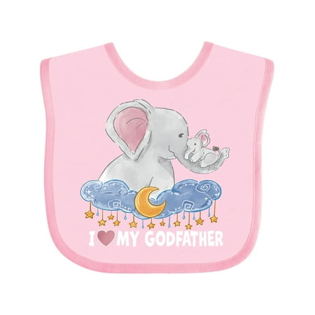 

Inktastic I Love My Godfather Cute Elephants with Moon and Stars Gift Baby Boy or Baby Girl Bib