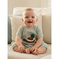 thumbnail image 5 of BemeyourBBs Infant Baby Boy Mallard Duck Outfits Newborn Summer Romper Crew Neck Short Sleeve Waffle Knit Embroidery Striped Jumpsuit One Piece Clothes, 5 of 9