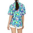 thumbnail image 5 of HAPPY BAY Women's Short-Sleeve Summer Blouses Fashion Beach Bohemian Party Vacation Relaxed Fit Button Down Hawaiian Shirt M Allover Floral, Blue, 5 of 6