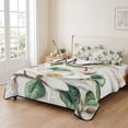 thumbnail image 2 of Twin XL Quilt Set 68''x98'', Flowers Leaves Lightweight Bedspread Coverlet Set with 2 Pillow Shams, Farmhouse White Botanical Magnolia Retro Breathable All Season Quilt Bedding for Dorm/Guest Room, 2 of 9