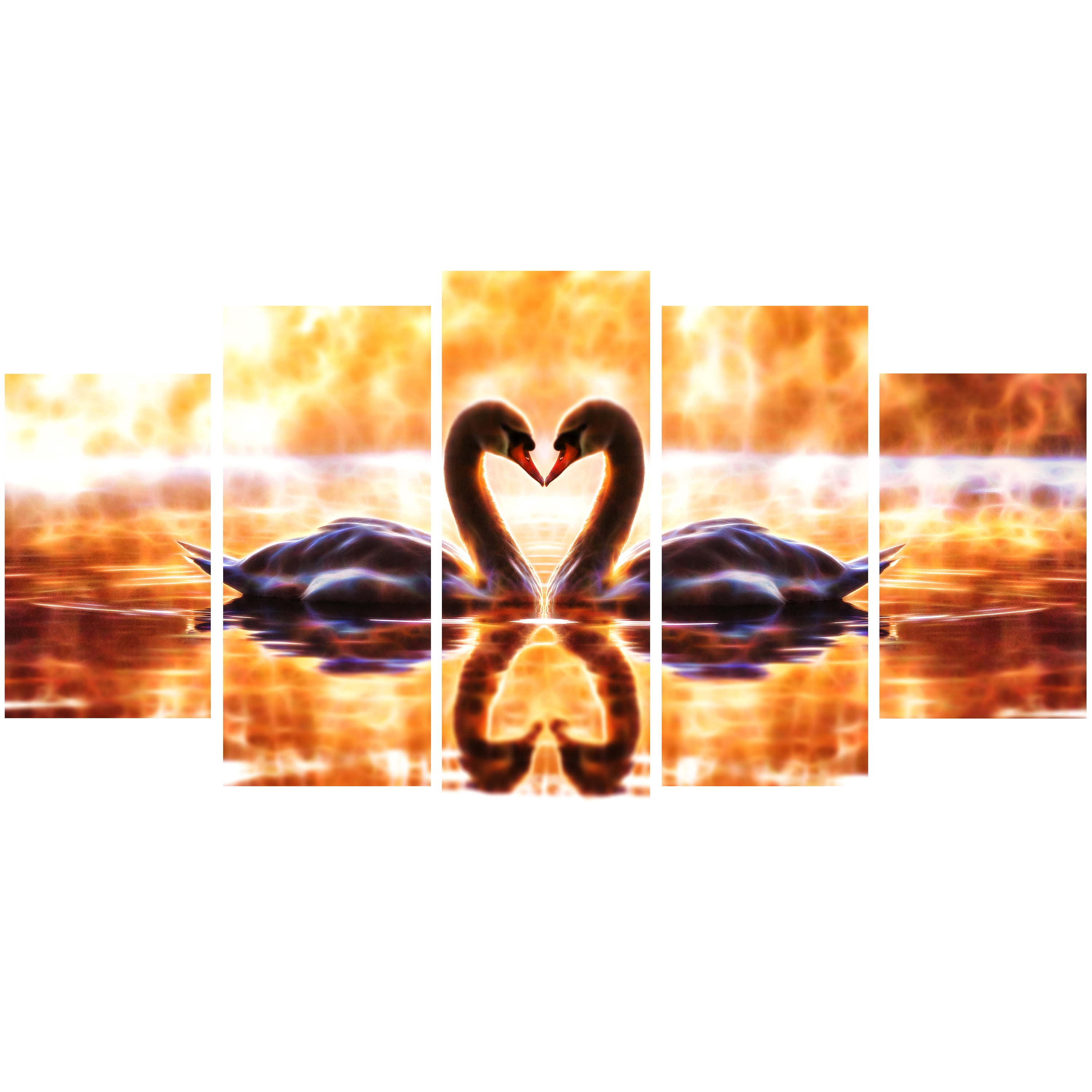 Design Art Swooning Swans - Romantic Swan Graphic Art on Wrapped Canvas