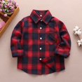 thumbnail image 2 of Otqutp 1-11Years Toddler Boy Plaid Shirts Jacket Long Sleeve Lapel Button Down Clothes Regular Fit Casual Pocket Outwear for Spring Fall(Light Blue-1,4-5 Years), 2 of 3