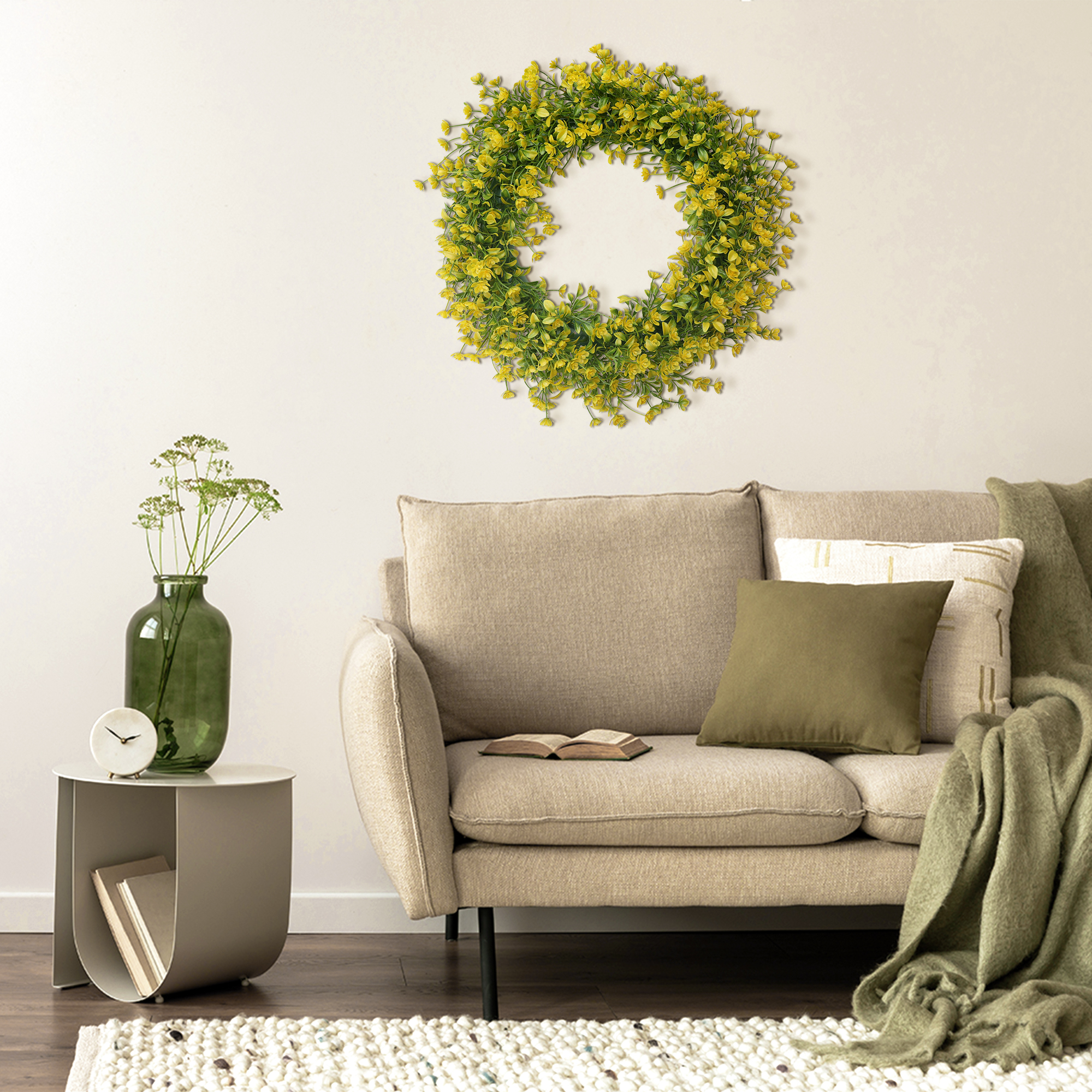 Unique Bargains Boxwood Wreaths for Front Door Fall Decorations Farmhouse Wreaths Yellow