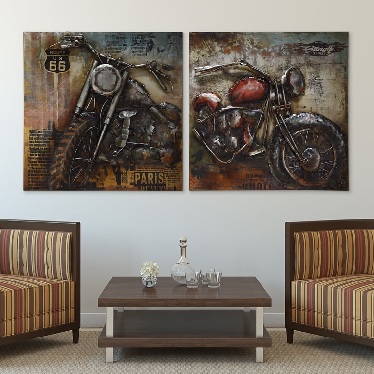 Empire Art Direct Motorcycle Mixed Media Iron Hand Painted