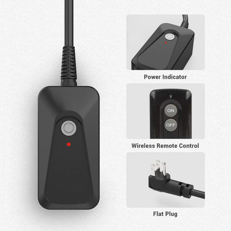Wireless Remote Control Outlet Plug 10A/1200W Expandable No