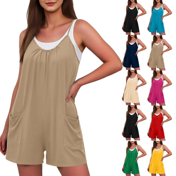 Jumpsuits for Women Fashion Bib Pants Overalls Baggy Rompers Shorts with Adjustable Shoulder Straps Women Casual Wide Leg Suspender Jumpsuits with Pockets