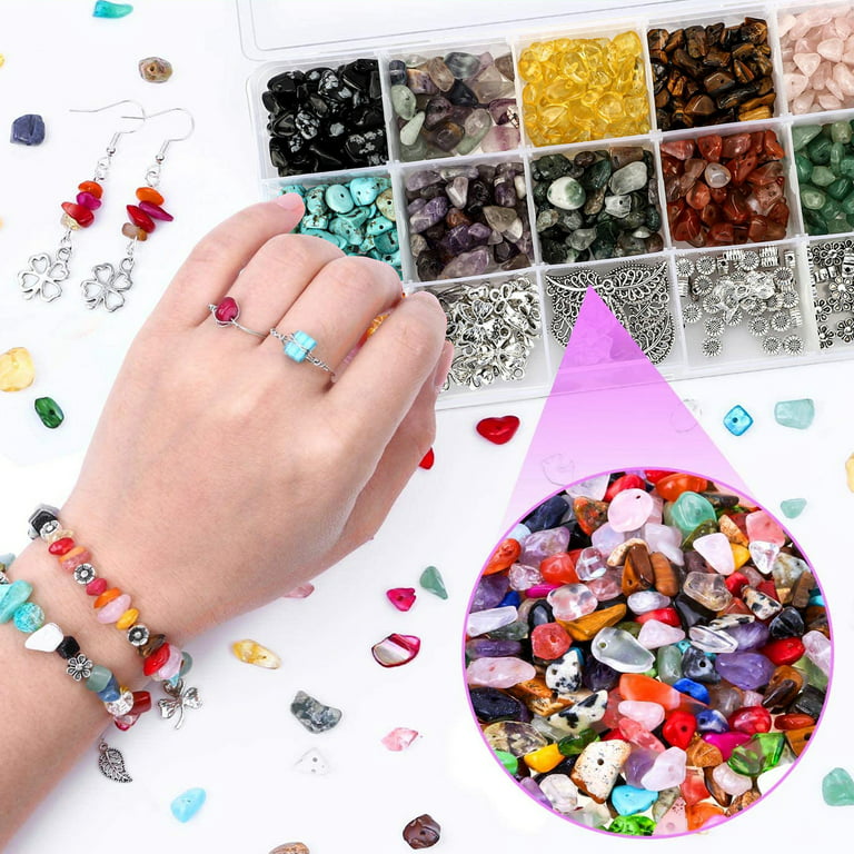 933PCS Chips Stone Beads Natural Gemstone Beads DIY Jewelry Necklace Making  Kit