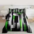 thumbnail image 2 of Manfei Black Green Gray Bedding Comforter Set 2pcs, Modern Gradient Stripe Twin Comforter Sets, Contemporary Geometric Bedding Set, Lightweight Room Decor, 2 of 8