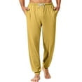 thumbnail image 2 of Dwelliawo Men Pajama Pants Loose Fit Drawstring Pajama with Pockets Soft Sleepwear Loungewear Pants Bottoms Jogger Pant Yellow 3XL, 2 of 4
