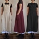 thumbnail image 5 of Vestido de mujer Casual Suelto Sólido Pinafore Tirantes Largos Delantal Algodón Lino Vestidos Generales con Bolsillos, 5 of 5