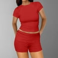 thumbnail image 2 of vigerkar Women's Summer 2 Piece Outfits Shorts Sets Matching Set Loungewear 2025 Red, M, 2 of 5