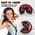 thumbnail image 4 of ONTA Kids Headphones Wired Headphone with Microphone Control Folding On-Ear 3.5mm Headset for Children Girls Boys Lightweight Foldable Headsets for Chromebook Cellphone Tablets (Black/Red), 4 of 8