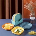 thumbnail image 3 of 4 Pcs Bol Carré Bol à Spaghetti en Blé Bol Léger pour Collation Soupe Dessert Riz Petite Table Ronde, Bleu, Taille Unique, 3 of 7