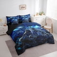 thumbnail image 2 of Manfei Wild Wolf 7-Piece Twin Bedding,Moon Mountain Bedding Comforter Set,Blue,Black Reversible, 2 of 7