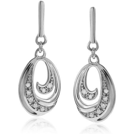 Brinley Co. Women's 1/6 Carat T.W. Diamond Accent Sterling Silver Dangle Drop Earrings