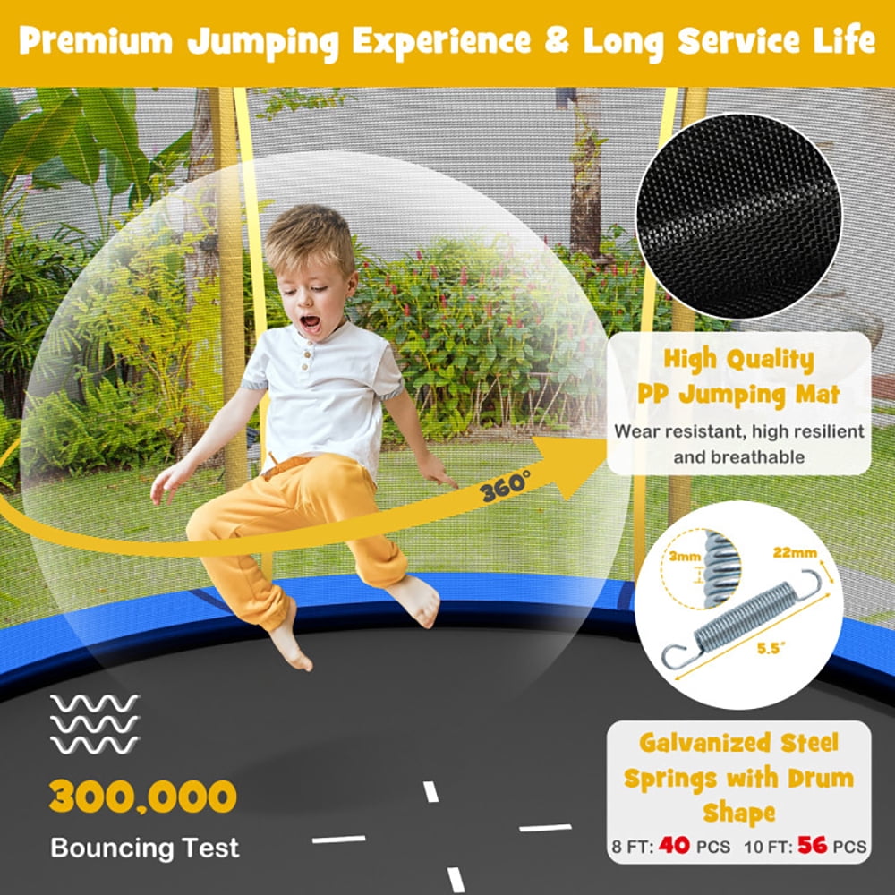GVN Trampoline, Outdoor Recreational Trampolines,10 Feet Unique Flower Shape Trampoline with Galvanized Steel Frame-Yellow
