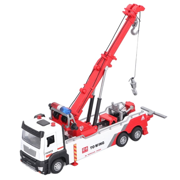 1:32 Heavy Construction Crane Truck Toy, 360 Degree Rotating Boom Lift Toy Vehicle with Sound and Light for Kids Boys Girls (9.8 Inches / 25.0 cm)