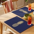 thumbnail image 4 of Pineapple Placemats Set of 6 Gold Yellow Navy Blue Tropical Fruit Summer Place Mats Indoor Wipeable Table Mats Washable Cloth Dining Table Placemats for Kitchen Holiday Party Home Decor 13x19 Inch, 4 of 9