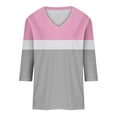 thumbnail image 6 of Womens Plus Size Tops 3/4 Length Sleeve Fall Fashion Trendy Casual Going Out Tops Cold Shoulder V Neck Gradient Plaid Graphic Shirts Casual Elegant Fall Blouse, 6 of 7
