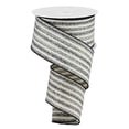 thumbnail image 1 of Fuzzy Ticking Stripe on Cotton Wired Edge Ribbon - 10 Yards (Black, Beige, 2.5 Inch), 1 of 2