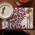 thumbnail image 4 of Red and Gray Floral Pattern Summer Placemats Table Placemats Set Of 6-Linen Kitchen Washable Placemats Table Mats 11.8"x17.7" Non-Slip Heat Resistant, 4 of 5