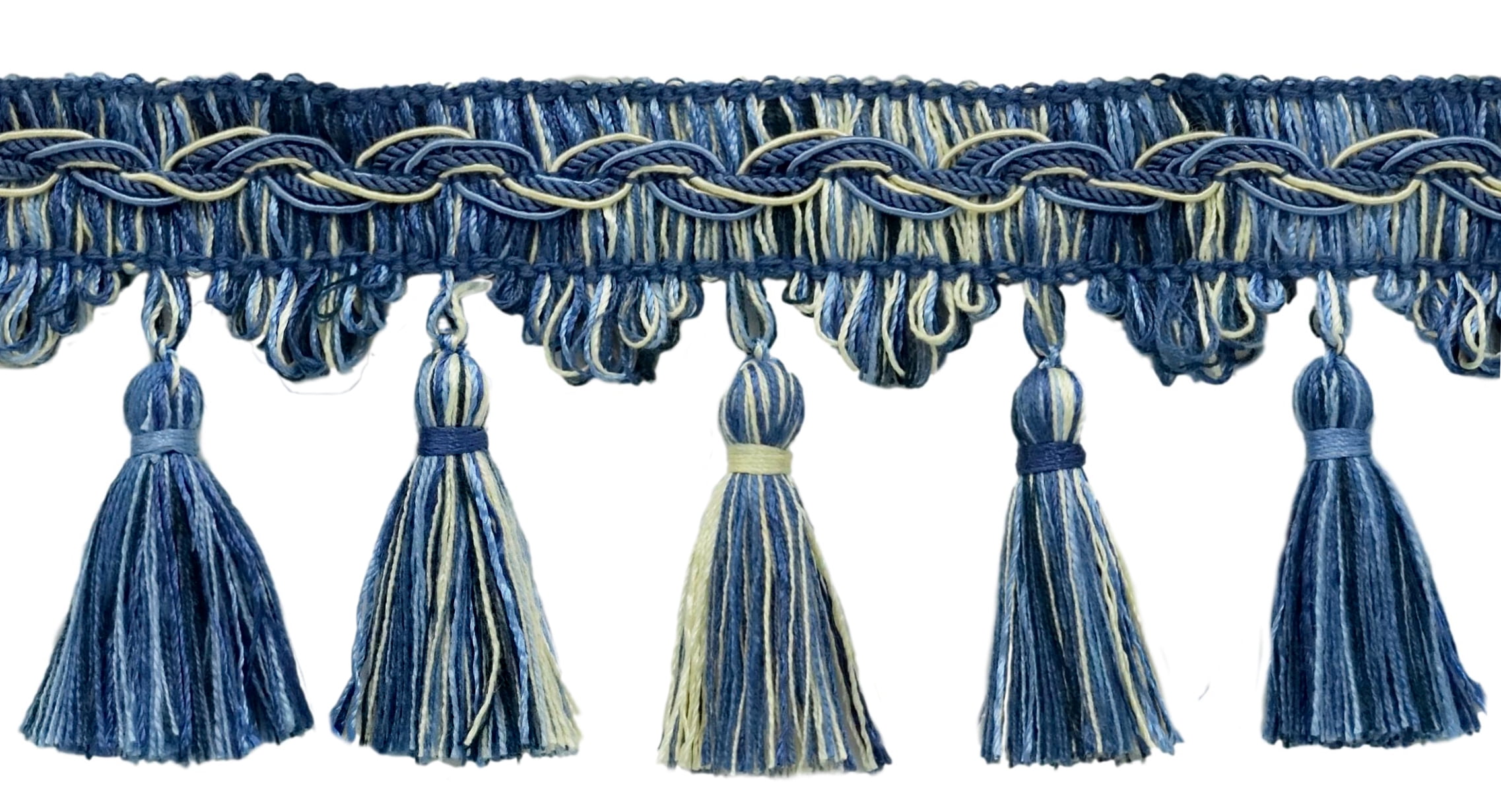 Veranda Collection 3.5 Inch Tassel Fringe Trim Light Blue, French