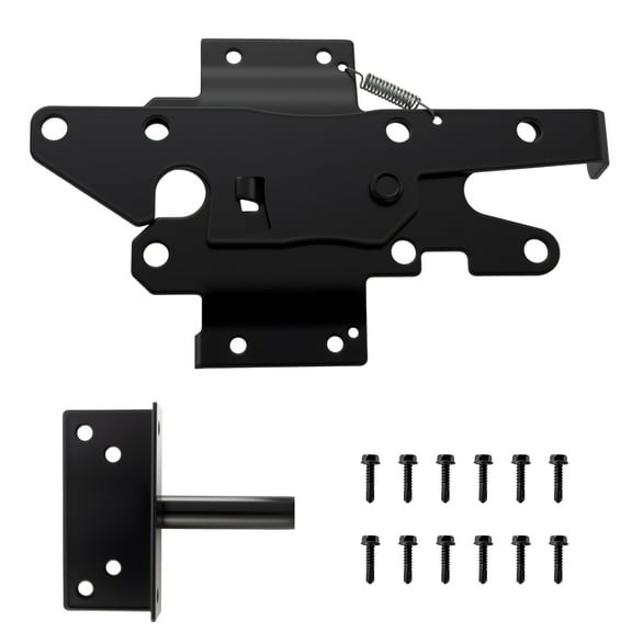 WellMade Heavy Duty Self-Locking Gate Latch, Post Mount Automatic Gravity Lever Door Latches for Wooden Fence,Garden Outdoor, Metal Gates Vinyl Fence, Black Finish with Screws
