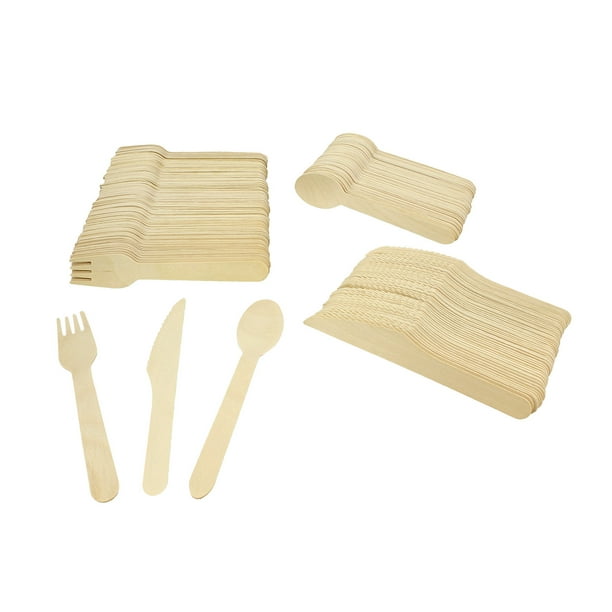 Spec101 Disposable Wooden Cutlery Set 200pc Biodegradable Cutlery