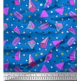 thumbnail image 1 of Soimoi Blue Cotton Voile Fabric Pyramid & Triangle Geometric Print Fabric by Yard 56 Inch Wide, 1 of 3