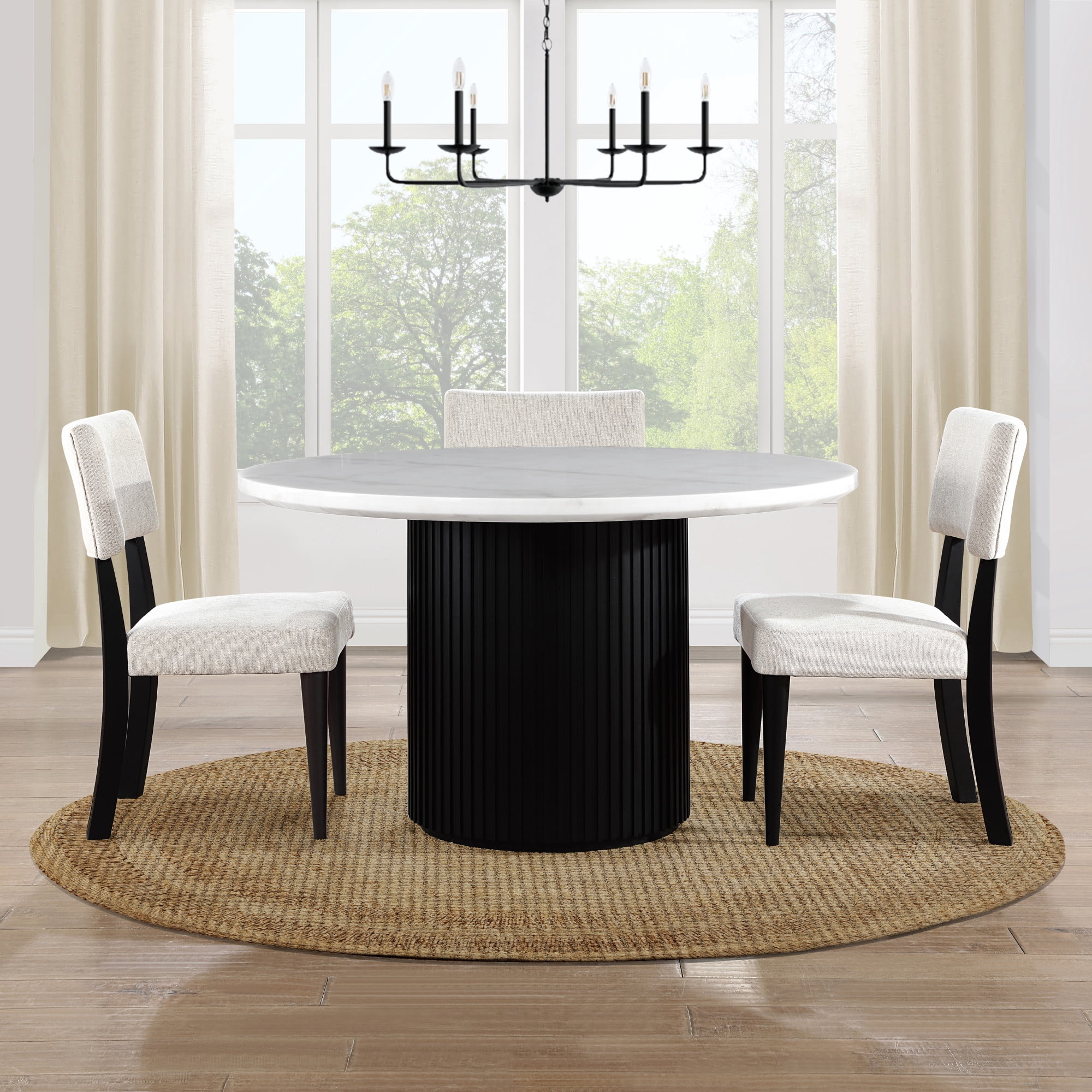 Steve Silver Colvin Modern Upholstered Dining Chair, Set of 2, Black/White