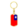thumbnail image 4 of Taiwan Flag Swivel Keychain Dog Tag Stainless Steel or 18k Gold, 4 of 8