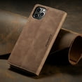 thumbnail image 2 of CaseMe Wallet Case Anti-Fall Retro Handmade Leather Magnetic Case Card Slot for iPhone 13 (Brown), 2 of 9