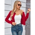 thumbnail image 3 of Chiclily Women's Long Sleeve Cropped Cardigan Casual Crew Neck Button Front Sweater Tops S-2XL, 3 of 8