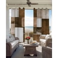 thumbnail image 4 of Brown Geometric Blackout Curtains 84 Inches Long for Bedroom, Vintage Oil Painting Contemporary Thermal Insulated Room Darkening Black Out Window Curtain Panels Grommet Drapes for Living Room, 4 of 8