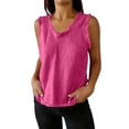 thumbnail image 2 of Karymi Blouses for Women Solid Ruffled Trim Curved V‑Neck Crinkled Textured Sleeveless Tank Top, All‑Around Ruffled Edge Detail Vest Blouses for Women Dressy Casual, 2 of 8