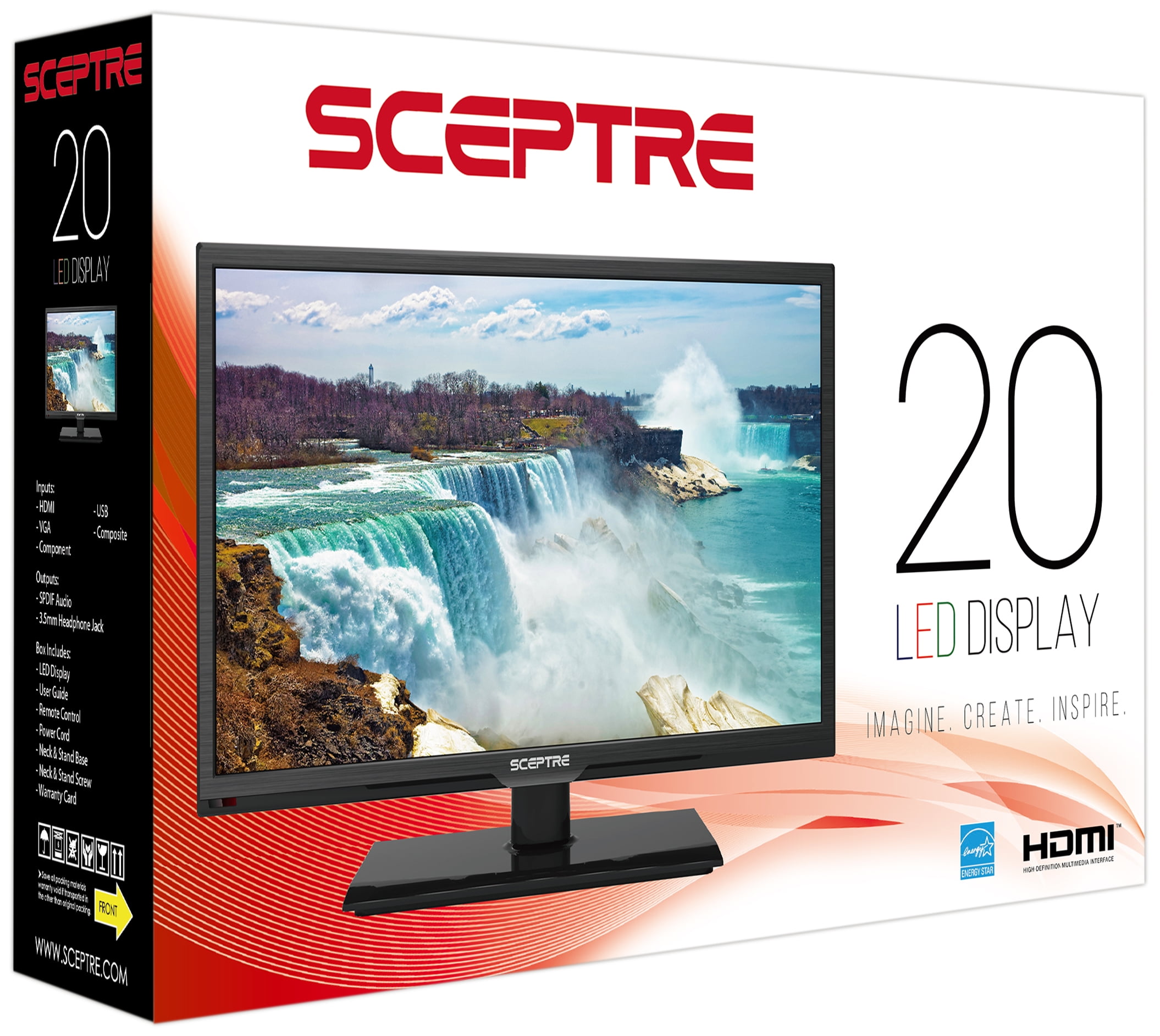 Sceptre 20" Inch Class HD 720P LED TV Hdtv 60hz Hdmi Usb Port Flat Screen Clear 792343320500 eBay