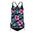 thumbnail image 3 of Racerback Swimsuits Womens 2 Piece Tankini Bathing Suits Tropical Beach Modest Swimwear Tops with Briefs(Hot Pink L), 3 of 6