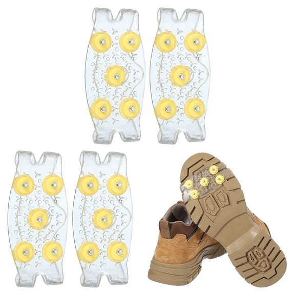 Uxcell Non-Slip Spikes Ice Grippers Traction Cleats with 5 Steel Studs Cleats Snow Shoe Spikes Grip Transparent